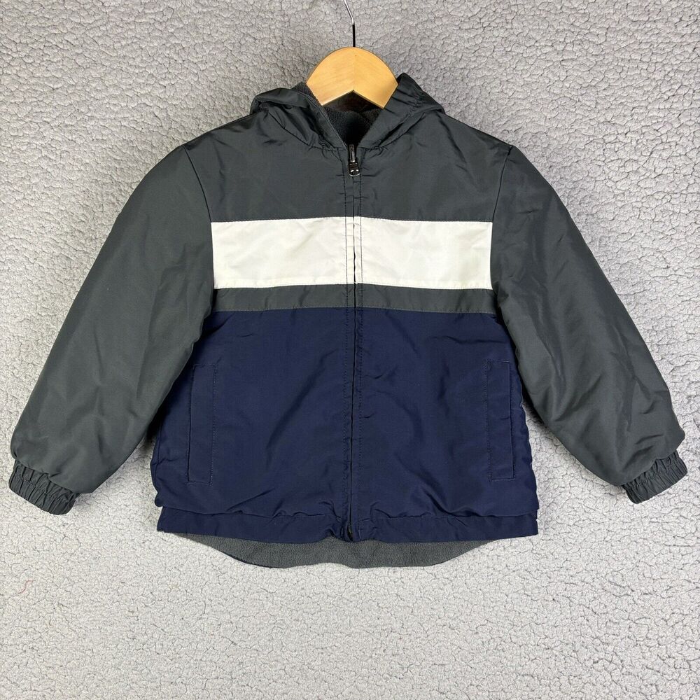 Boys Jacket CHEROKEE size XS 4-5 Blue Gray reversible fleece Polyester‎ coat